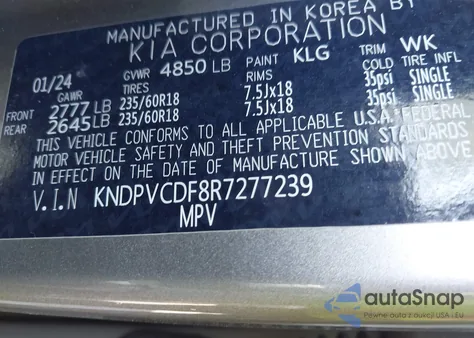 2024 Kia Sportage Ex z USA, uszkodzony, nr VIN KNDPVCDF8R7277239